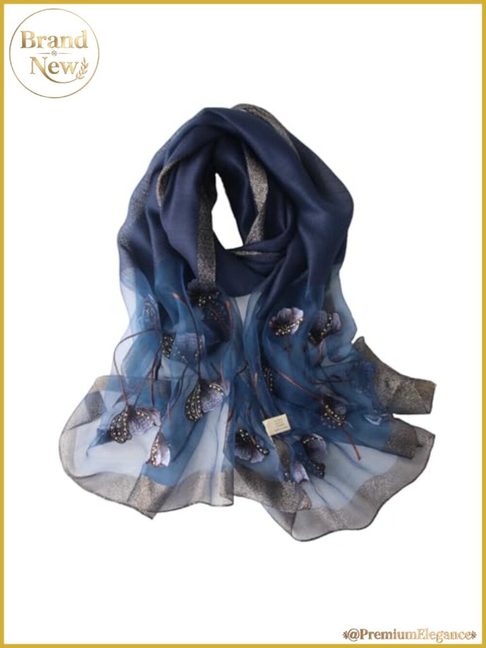 Silk Cotton Embroidered Scarf Shawl Wrap Women Floral Pashmina for Wedding